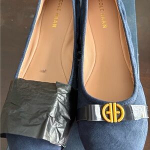 Cole Haan Women's Navy Flats with Gold Accent